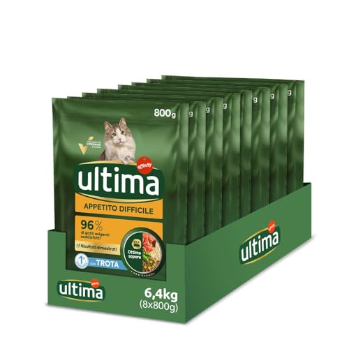 Ultima Appetito difficile Trota - Crocchette per gatti - Confezione da 8 x 800g - Totale 6,4kg