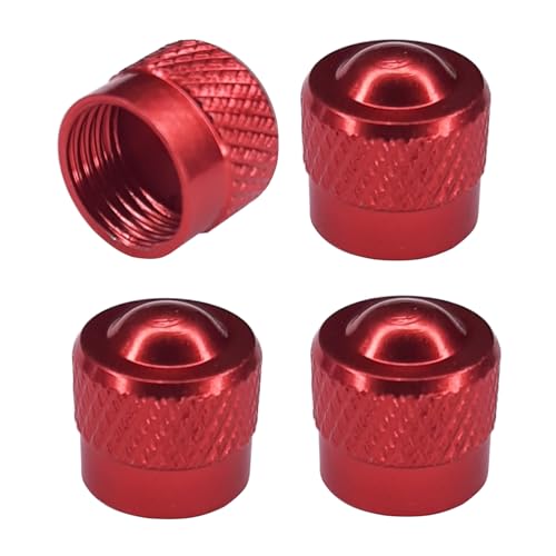 cyclingcolors 4X Bouchon de Valve Capuchon Aluminium Schrader Pneu pour vélo Cycle Moto Auto Voiture Quad Trottinette, Rouge