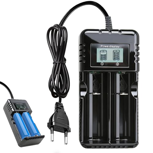 Chargeur Piles Rechargeable Universel avec Écran LCD, Chargeur Rapide Intelligent pour Accu 18650...