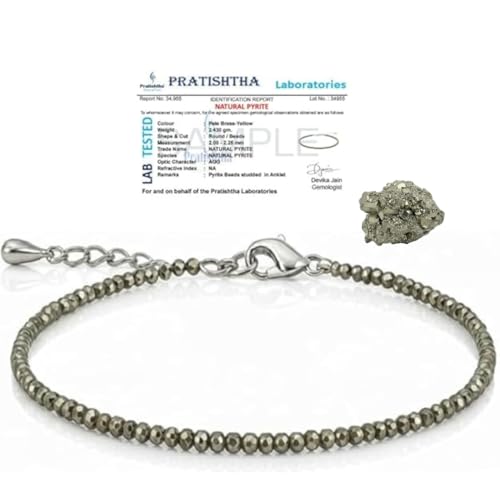 Image of Arihant Gems & Jewels Original Raw Pyrite Anklet for Men & Women | Money Magnet for Wealth, Success & Prosperity | Adjustable Crystal Healing Anklet for Good Luck, Positive Energy & Financial Growth.