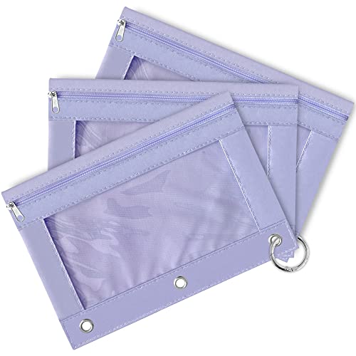 Qianshan 3 Packs Pencil Case - Each Holds 100 Colored Pencils Or 50 Gel Pens With Zipper Closure - Binder Pencil Pouch For Watercolor Pens Or Markers - Perfect For Artist Taro Purple #TOP2