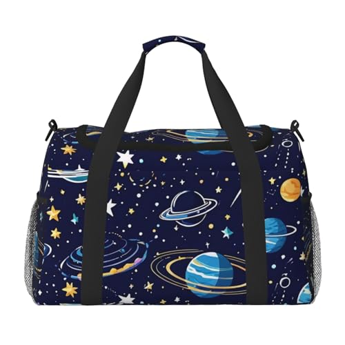 Outer Space Stars Print Travel Duffel Bag for Men & Women, Foldable Travel Bags and Spacious Weekender Tote Bag for Storage Toiletry Luggage Personal Item