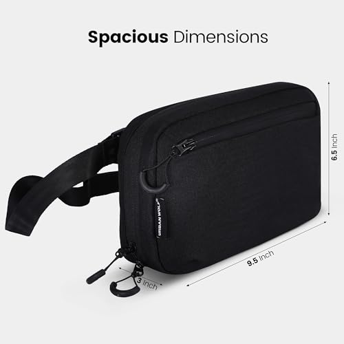 Image of URBAN WOLF Travel Sling - Anti-Theft Travel Crossbody Sling Bag for Men & Women | Water-Resistant Chest Pack, Mobile & Passport Shoulder Bag for Daily & Travel Use - Black
