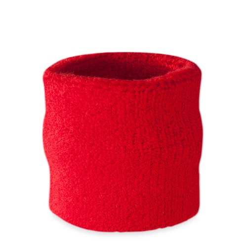 Suddora Wrist Sweatband - Athletic Cotton Terry Cloth Wristband for Sports (Red)(Pair)