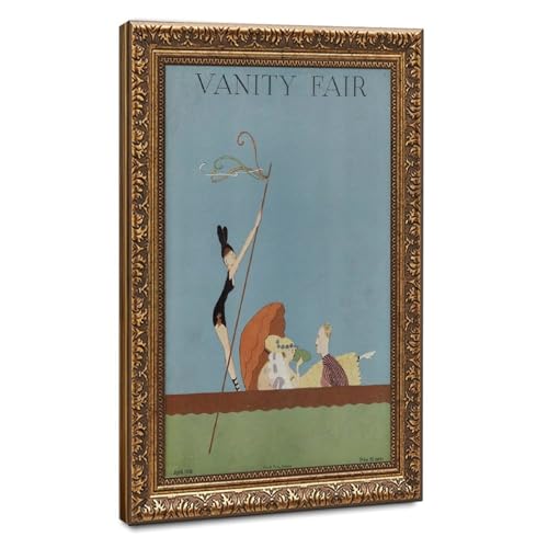 Impression sur toile vintage 1919 grand format avec cadre suspendu en bois