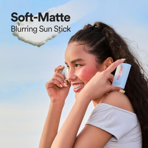 Image of TOCOBO Cotton Airy Sun Stick SPF 50 Broad Spectrum Korean Matte Sunscreen Stick for Face - Travel Size Sebum Control Sunblock -Vegan, Lightweight, 0.67 oz (1single pack)