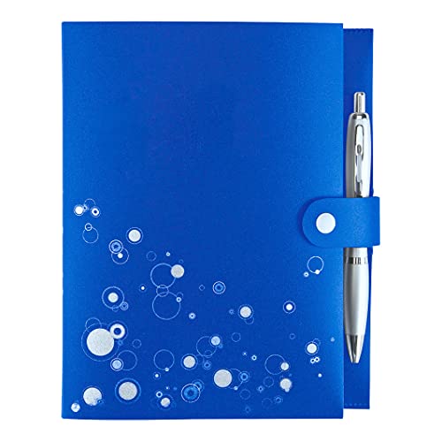 Sweda Small 6.25" W X 8" H Plastic Hardcover Notebook, 80 Sheets/160 Pages, Miniature Organizer, Notepad With Pen, Snap Closure (Blue) #TOP27