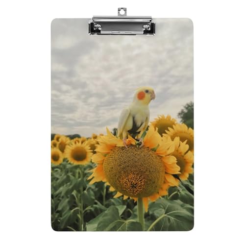 クリップボード A4 縦型 オカメインコ ひまわり ファイルボード 壁掛け 画板 書きやすい お会計ボード て持ち運びやす 文書整理 文房具 会議パッド 事務用品 メモ 学校 家庭用バインダー