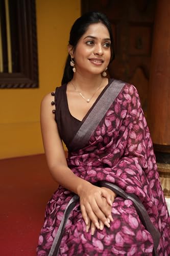 Image of MIRCHI FASHION Saree for Woman Cotton Blend Printed | Traditional Ethnic Sari for Ceremonial Use and Farewell with Blouse Piece