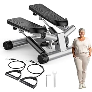 DUMOS Steppers for Exercise at Home, Mini Stair Stepper with Resistance Bands, Portable Full Body Workout Stepper Machine