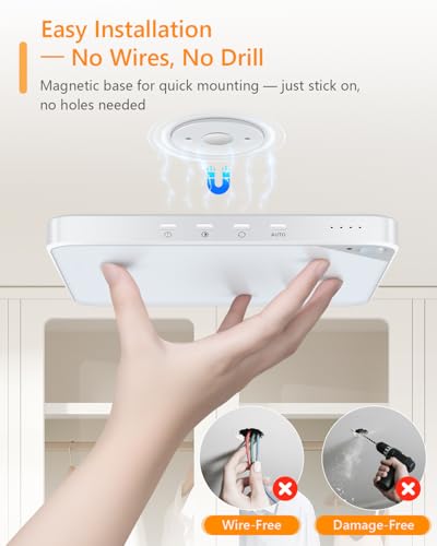 Image of Rechargeable 8W Motion Sensor Light Indoor for Closet,Ceiling&Shower,1-Pack | No Wiring & Magnetic Stick-on Installation•Remote Control•5 Brightness Levels & 3 Color Temperatures•Ideal for Small Spaces