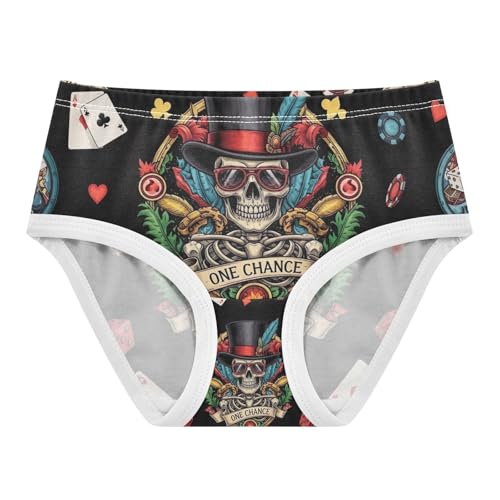 Toddler Girl Briefs, Vintage Skeleton Feathers Black Girls Cotton Underwear, 2T–8 Years