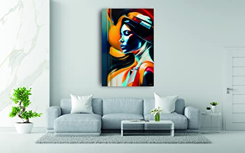 Décoration murale salon avec tableau art féminin moderne sur toile