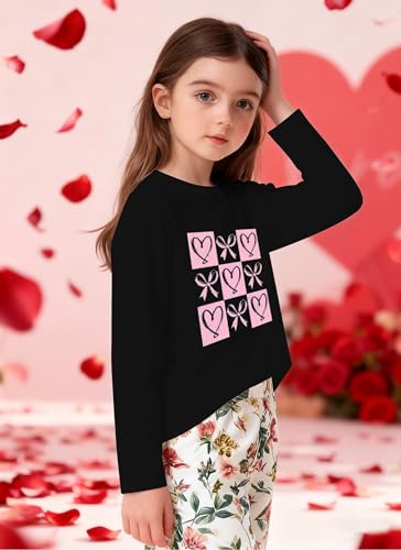 Image of Valentines Shirts for Girls Toddler Cute Love Heart Long Sleeve Casual Tee Tops