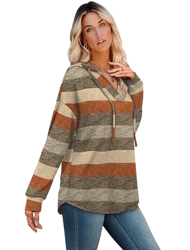 Image of Sampeel Hoodies for Women Trendy Fall Fashion 2025 V Neck Oversized Sweatshirt Plus Size Tops Clothes