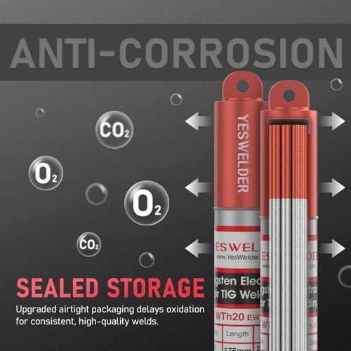 Image of YESWELDER TIG Welding Tungsten Electrode Red Tip | 5pk 3 /32 inch & 5pk 1 /8 inch by 7 inch Assorted-size Red WT20 /EWTh-2