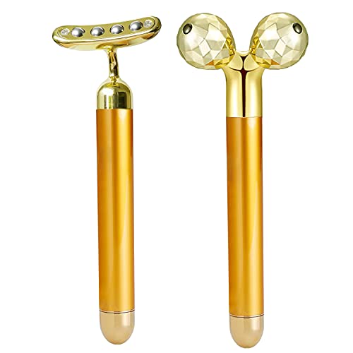 Amirce Rouleau à glace électrique pour le visage et les yeux, rouleau à glace de massage électrique pour soulager les poches (doré) Cover