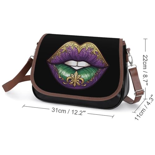 Mardi And Gras Lip Women's Crossbody Bags Leather Messenger Handbag Small Shoulder Bag Purse2