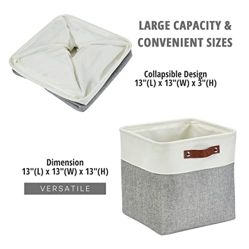 Image of DECOMOMO Foldable Storage Bin Collapsible Sturdy Cationic Fabric Storage Basket Cube W /Handles for Organizing Shelf Nursery Home Closet (Grey and White, Cube - 13 x 13 x 13-4 Pack)