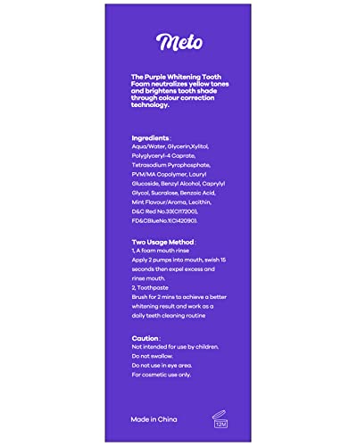 Meto Purple Toothpaste For Teeth Whitening (1.7 Fl Oz), Purple Teeth Whitening, Purple Toothpaste, Whitening Toothpaste, Foam Toothpaste For Teeth Care, Teeth Whitening Mousse For Color Corrector #TOP5