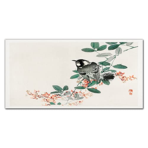 Décoration murale branches d'oiseau animal : toile photo grand format 140x70