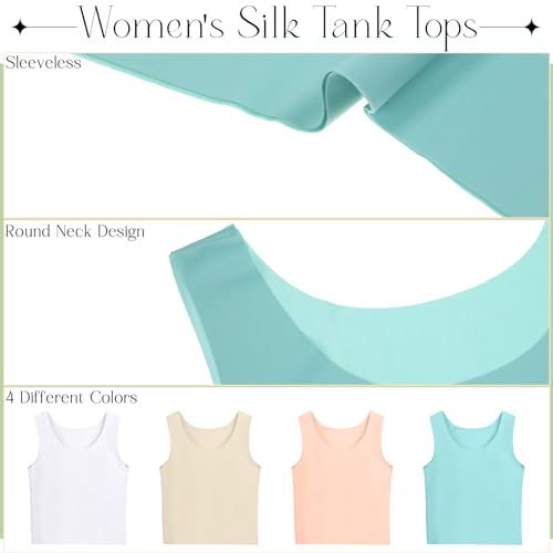 4 Pcs Women's Silky Tank Tops Sleeveless Elastic Cooling Basic Camisoles Ice Silk Casual Cami Tops3