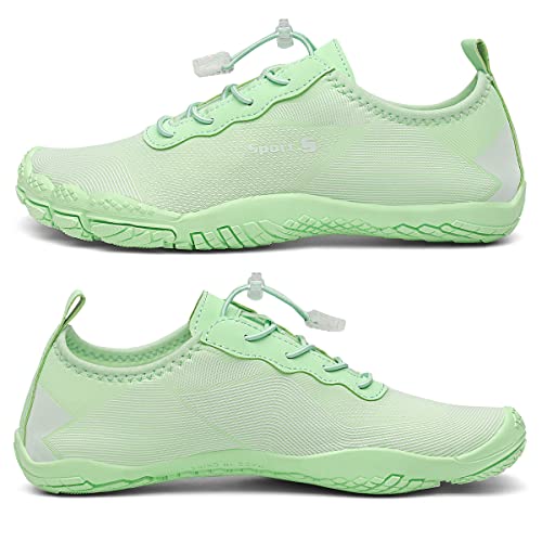 DANNTO Herren Aquaschuhe Wasserschuhe Badeschuhe Kinder Yoga Badeschuhe Strandschuhe Schnell Trocknend Surfschuhe Schwimmschuhe mit rutschfeste Sohlen Neoprenschuhe Barfuß Schuhe (Grün-L,40)