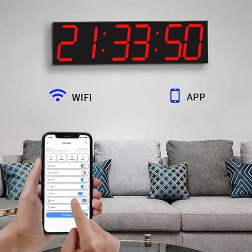 Reloj Digital de Pared LED Grande con Control WiFi Blanco miniatura 7
