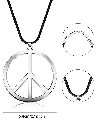 Tatuo 1 Piece Metal Peace Sign Pendant 1960s 1970s Hippie Party Accessories Necklace2