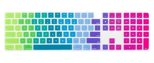 presents silicone keyboard cover skin for 2023-2021 magic keyboard with touch id and numeric keypad model-a2520 u.s enter protector (3 keys on the left of the space bar)-rainbow