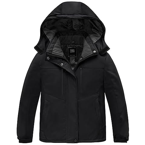 ZSHOW Girls' Winter Coat Waterproof Hoodie Raincoat Mountain Snow Ski Jacket(Black,14-16) Cover