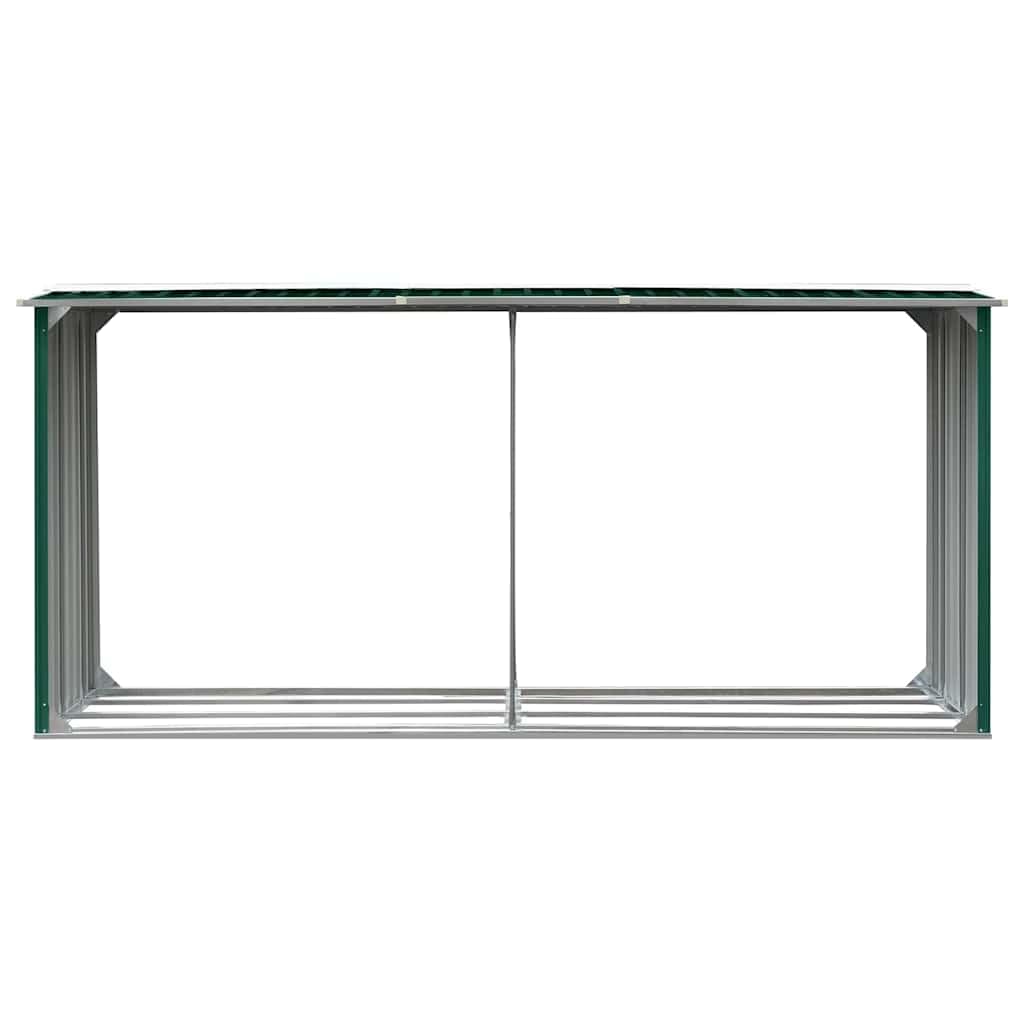 Range-bûches en acier galvanisé - 330 x 92 x 153 cm - Vert