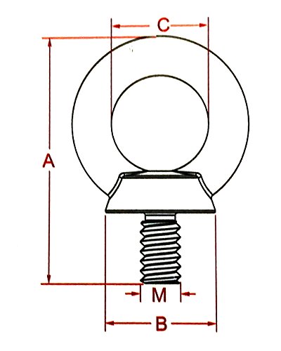 Image of US STAINLESS Stainless Steel 316 Eye Bolt 12mm Marine Grade M12 Heavy Duty