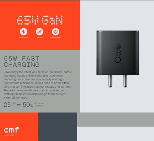 Image of CMF by Nothing 65W 3 Port C-Type Charging Adapter for CMF Phone 1, Phone 2 Pro, Nothing 3, 3a, 3a Pro, 2a Plus, 2a, S25 /S24(Edge /Ultra), Z Fold 7,Flip 7 /Tab /Laptop| 65 w Multi Device Charger, Black
