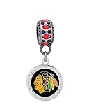 Chicago Blackhawks Crystal Charm Fits Most Bracelet Lines Including Pandora, Chamilia, Troll, Biagi, Zable, Kera, Personality, Reflections, Silverado and More