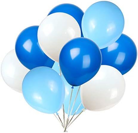 KADBANER White Blue Light Blue Balloons,100-Pack,12-Inch Latex Balloons, Wedding, Birthday Party, Baby Shower, Christmas Party Decorations