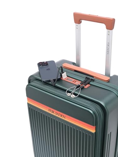 Image of FUR JADEN The Aviator TechPro 55cm German Polycarbonate Travel Luggage Cabin Suitcase with USB Port, Laptop Compartment, 8 StealthTech Shock Absorbing Wheels, TSA Lock (Forest Green, Cabin 20 inch)