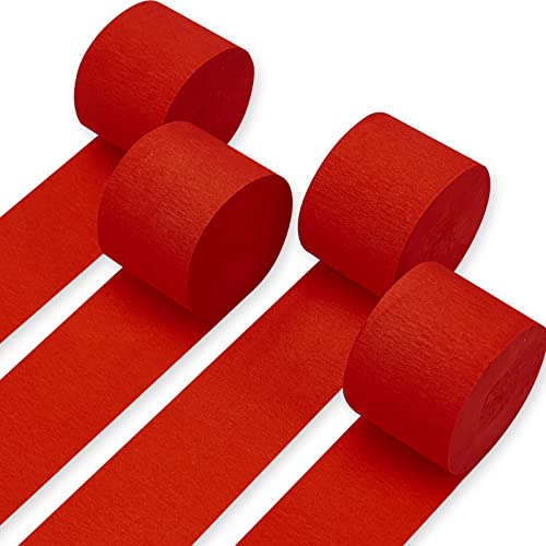 Partywoo Crepe Paper Streamers 4 Rolls 328Ft, Pack Of Red Crepe Paper For Party Decorations, Wedding Decorations, Birthday Decorations, Baby Shower Decorations (1.8 Inch X 82 Ft/Roll) #TOP30