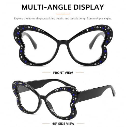 Image of Butterfly Shape Glasses for Women Retro Clear Flat Lens