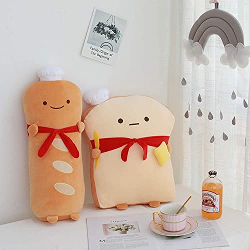 Arelux Funny Toast Sliced Bread Pillow,Bread Shape Plush Hugging Pillow With Red Scarf,Soft Toast Food Sofa Cushion For Home Decor,Plush Toy Gifts For Kids Birthday #TOP3