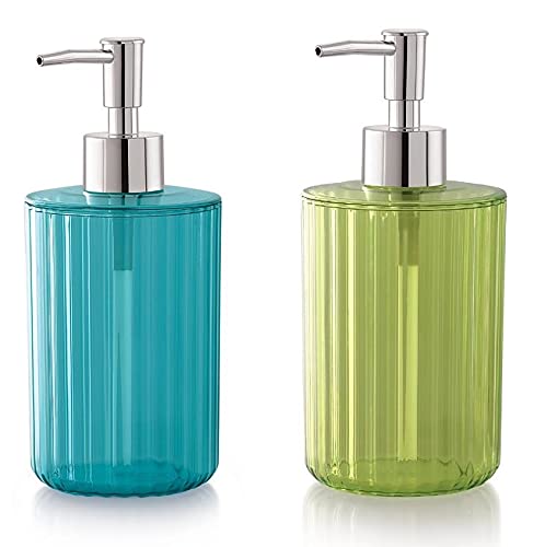 Nimbose® Liquid Soap Dispenser for Bathroom Set of 2, Refillable Hand Soap Dispenser, Unbreakable Plastic Handwash Bottles for Kitchen, Wash-Basin & Bathroom (Mixed Colors, Set of 2) 1