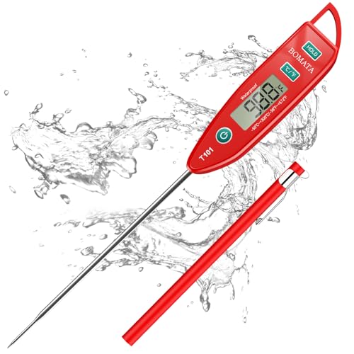 BOMATA Waterproof IPX7 Thermometer for Water, Liquid, Candle and Cooking. Instant Read Food Thermometer with Long Probe for Cook