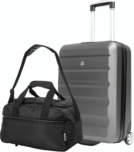 Aerolite 55x40x20 + 40x20x25 Ryanair Kabine Genehmigt Koffer 40L auch passend für easyJet, Lufthansa, Eurowings Leichter Hartschale Bordgepäck Handgepäck Reisekoffer Trolley