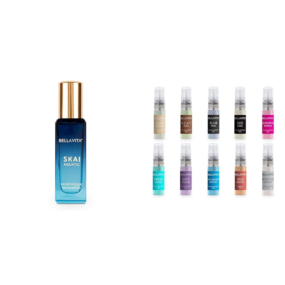 Bella Vita Luxury Skai Aquatic Unisex Eau De Cologne Unisex Trial Pack Of 10 X 5Ml Pocket Aerosol Perfumes-picture-30