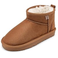 Stelle Kids Snow Boots Girls Boys Winter Ankle Boots Outdoor Warm Slip On Faux Fur Lined Shoes for Toddler/Little/Big Kid（Chestnut,13ML