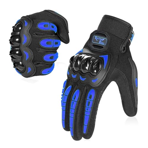 LMDO Gants de Moto Homme Respirants Moto Pleins Doigts Guantes Motocross Moto Respiration Mesh (R-05Blue, M)