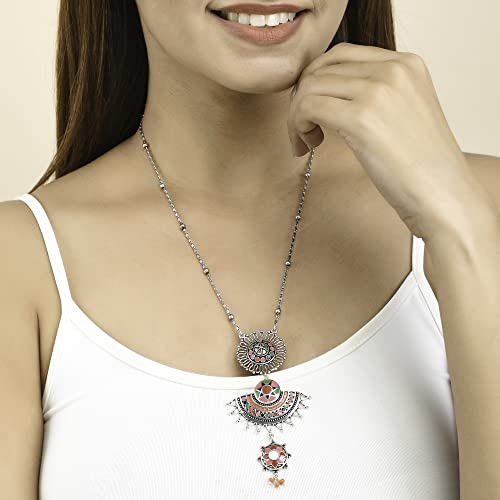 Folklore Pink Enamel Layered Drop Necklace