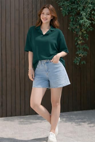 Image of Zilcon Oversized Tshirts for Women V-Neck Summer Short Sleeve Casual Loose Top