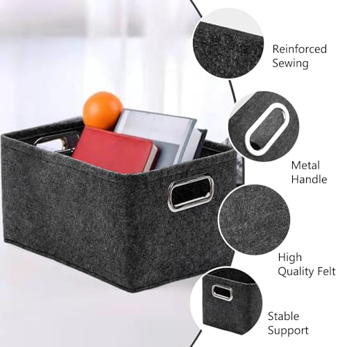 2 Stück Filzbox Aufbewahrung, 30 X 20 X 20 cm Filzkorb Aufbewahrung, Faltbar Filzkorb mit Griff, Filz Aufbewahrungsbox für Kleidung, Handtücher, Toilettenartikel, Babyartikel, Bücher usw. (Grau)