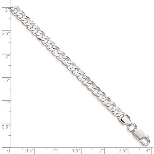 Solid 925 Sterling Silver 5.65Mm Concave Beveled Curb Cuban Foot Chain Ankle Bracelet Anklet - With Secure Lobster Lock Clasp 9" #TOP1